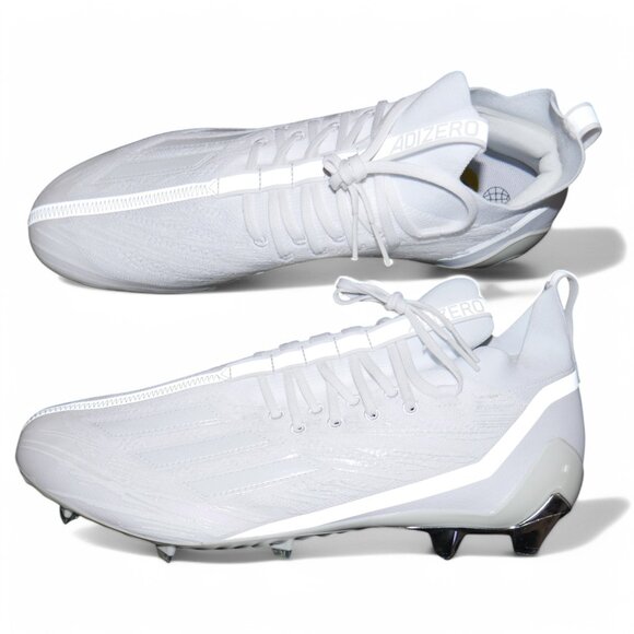 Adidas Adizero Primeknit Football Cleats White Metallic Silver Mens Size 16 - Picture 6 of 11